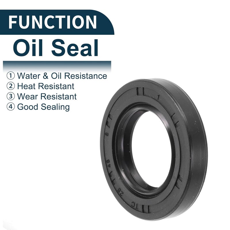 TUCKBOLD Universal Oil Seal TC Double Lip W Steel Spring Seal Ring Rotary Shaft Seal 28x48x8mm High Pressure NBR Rubber Black 5 Pcs - Image 3